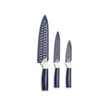 Duo-Grip 3 Piece Kitchen Knife Set With Blade Guards, Grey