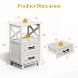 Wholesale Tall Nightstand Side Table with 2 Drawers and Open Shelf