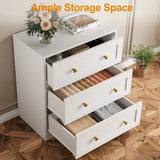 3 Drawer Nightstand, Large Bedside Table with Golden Round