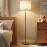 Textured Ceramic Floor Lamp with Scallop-Shaped Shade, Gold