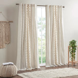 Geo Print Chenille Window Curtain, Ivory