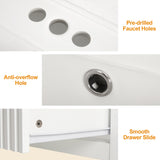 24'' Bathroom Vanity with Sink, 2 Fluted Drawers