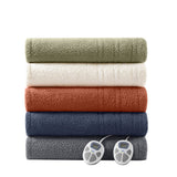 Buttery Soft Feel Faux Feathersoft Heated Blanket, Rust