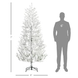 HOMCOM 7 Foot Snow Flocked Artificial Christmas Tree with 240 Fir Realistic Branches, Auto Open, Green
