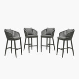 PURPLE LEAF Outdoor Bar Stools Patio Modern Aluminum Rattan High Back & Arms Bar Chairs with Removable Cushions and Pillows  for Outdoor or Indoor