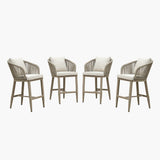 PURPLE LEAF Outdoor Bar Stools Patio Modern Aluminum Rattan High Back & Arms Bar Chairs with Removable Cushions and Pillows  for Outdoor or Indoor