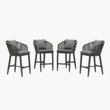 PURPLE LEAF Outdoor Bar Stools Patio Modern Aluminum Rattan High Back & Arms Bar Chairs with Removable Cushions and Pillows  for Outdoor or Indoor