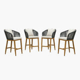 PURPLE LEAF Outdoor Bar Stools Patio Modern Aluminum Rattan High Back & Arms Bar Chairs with Removable Cushions and Pillows  for Outdoor or Indoor