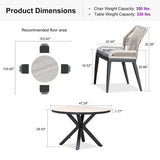 PURPLE LEAF Round Outdoor Dining Set Patio Aluminum Dining Set Round Table and Wicker Chairs with Sunbrella Cushions for Kitchen Deck