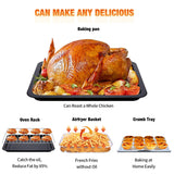 【USED】 Air Fryer Toaster Oven 26 QT, Large Air Fryer Convection Countertop Oven Combo with Easy Bake, Roast, Broil, Warm, 6 Slice Toast 7-in-1 Functions, 3 Layers with 4 Accessories, Stainless Steel