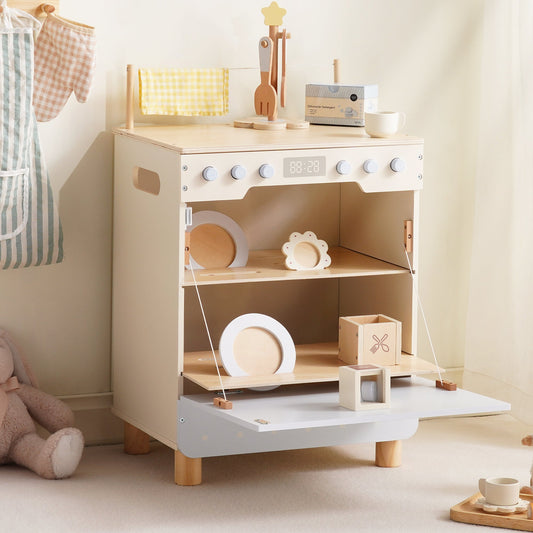 ROBUD Toy Wooden Dishwasher Playset