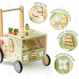 ROBUD Wooden Baby Push Walker Green Farm