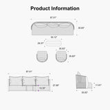 PURPLE LEAF Hailar U-Shaped Patio Conversation Set with Genuine Teak Cushions and Pillows Olefin Rope Backres Outdoor Couch Sets for Porch Garden