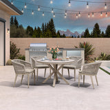 PURPLE LEAF Round Patio Dining Set with Aluminum Frame and Wicker Rattan Dining Chair with Comfortable Cushions for Deck Porch Kitchen Outdoor