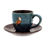 Exotic Melodies Stoneware Cup & Saucer Set – Blue/Brown