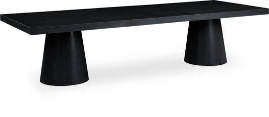 Tavolo Contemporary Dining Table with Rich Black Oak Finish and Expanding Leaf Extensions for Versatility