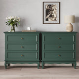 Green 3 Drawer Dresser For Bedroom, Wide Chest of Drawers