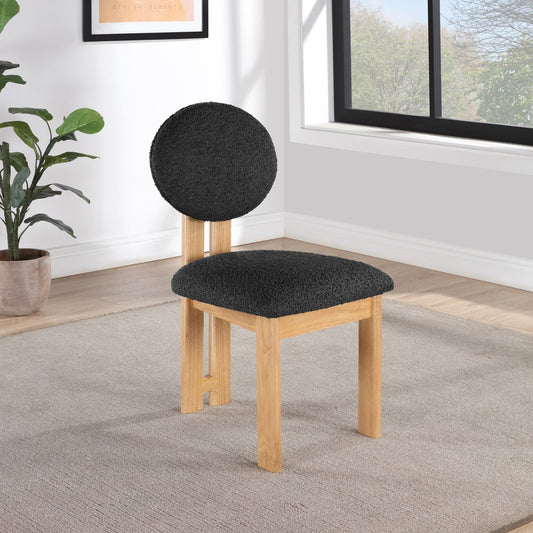 Napa Dining Chair Set of 2 - Contemporary Design with Luxurious Boucle Fabric and Natural Wood Frame