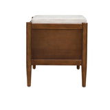 Accent Bench with Storage and Upholstered Cushion, Walnut