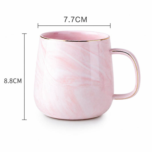 Nordic Marble Ceramic Mug with Gold Rim Coffee Cup