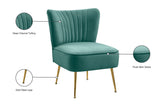 Tess Velvet Accent Chair - Chic Contemporary Design with Deep Channel Tufting and Gold Steel Legs