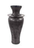 Black Ore Glass Vase with metal accent- Medium