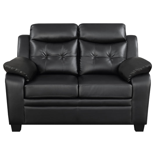 Finley Upholstered Padded Arm Tufted Loveseat Black
