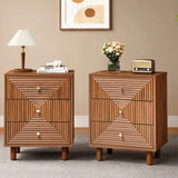 Brown 3-Drawer Nightstand with Solid Wood Legs