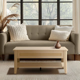 Rattan Lift-Top Storage Lower Open Shelf Coffee Table