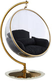 Luna Contemporary Acrylic Swing Bubble Accent Chair with Gold Metal Base for Ultimate Comfort