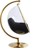 Luna Contemporary Acrylic Swing Bubble Accent Chair with Gold Metal Base for Ultimate Comfort