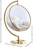 Luna Acrylic Swing Chair with Faux Fur Cushion, Gold Base - Modern Bubble Accent for Comfort