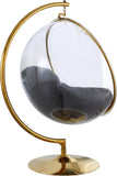 Luna Contemporary Acrylic Swing Bubble Accent Chair with Gold Metal Base for Ultimate Comfort