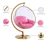 Luna Contemporary Acrylic Swing Bubble Accent Chair with Gold Metal Base for Ultimate Comfort