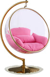 Luna Contemporary Acrylic Swing Bubble Accent Chair with Gold Metal Base for Ultimate Comfort