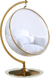 Luna Contemporary Acrylic Swing Bubble Accent Chair with Gold Metal Base for Ultimate Comfort
