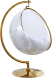 Luna Contemporary Acrylic Swing Bubble Accent Chair with Gold Metal Base for Ultimate Comfort