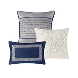 Jacquard Stripe Mosaic 7-Piece Comforter Set, Navy Blue