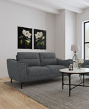 Nolan Upholstered Sloped Track Arm Loveseat Charcoal