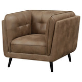 Thatcher Upholstered Tuxedo Arm Tufted Accent Chair Brown