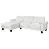 Caspian Upholstered Curved Arm Chaise Sectional Sofa White