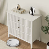 Large Fluted 3 Drawer Dresser, Modern Nightstand Cabinet
