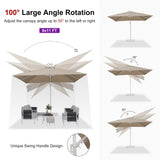 PURPLE LEAF White Outdoor Umbrella Left-Right Tilting Patio Cantilever Umbrella
