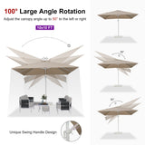 PURPLE LEAF White Outdoor Umbrella Left-Right Tilting Patio Cantilever Umbrella