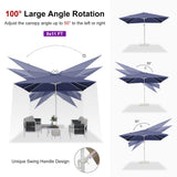 PURPLE LEAF White Outdoor Umbrella Left-Right Tilting Patio Cantilever Umbrella