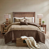 Lodge Cabin Microsuede 7-Piece Comforter Set, Brown