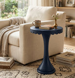 Scalloped Round Drink Table Navy Blue