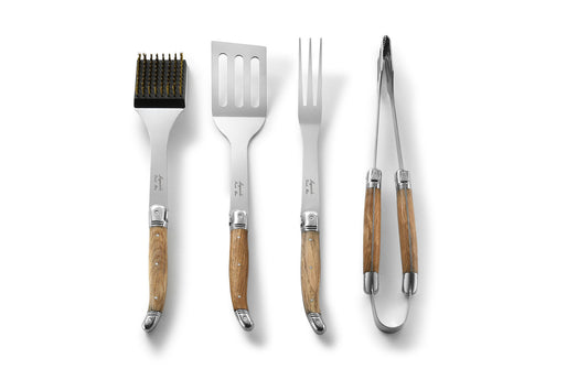French Home Set of 4 Laguiole Bbq Tools with Storage Case