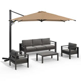 5-Piece Aluminum Patio Sofa Set with Umbrella and Armchairs