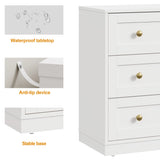 3 Drawer Nightstand, Large Bedside Table with Golden Round